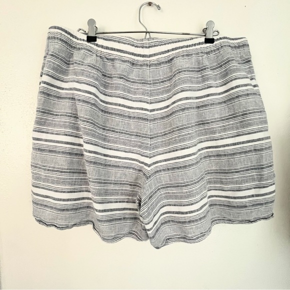 J. Jill Love Linen/ Cotton blend Striped Shorts - Gray and White - Picture 3 of 9